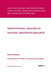 INSTITUTIONAL ANALYSIS IN NATURAL RESOURCES RESEARCH