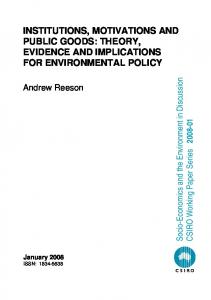 institutions, motivations and public goods: theory, evidence and ... - Core