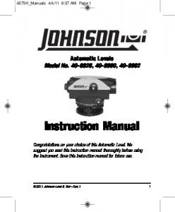 Instruction Manual - Johnson Level