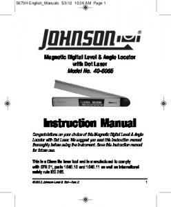 Instruction Manual - Johnson Level