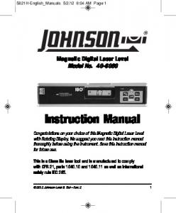 Instruction Manual - Johnson Level