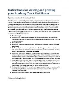 Instructions for viewing and printing your Academy Track Certificates