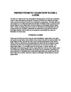 INSTRUCTIONS TO LEARN HOW TO USE A LATHE