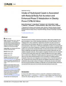 Intake of Hydrolyzed Casein is Associated with Reduced Body Fat ...