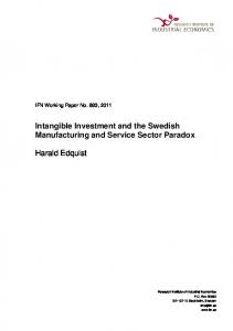 Intangible Investment and the Swedish Manufacturing and Service ...