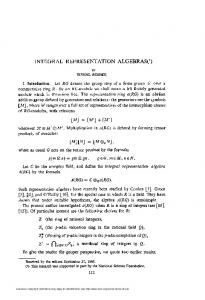 INTEGRAL REPRESENTATION ALGEBRAS^)