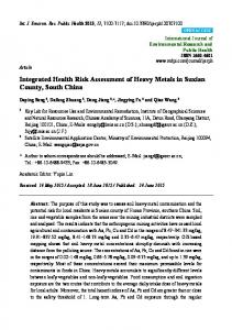 Integrated Health Risk Assessment of Heavy Metals in Suxian ... - MDPI