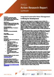 Integrated Sustainable Water Management in Mining for Development