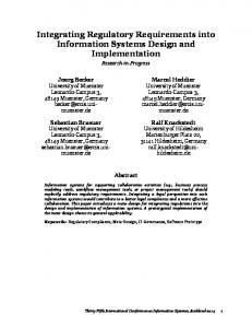 Integrating Regulatory Requirements into Information Systems Design ...