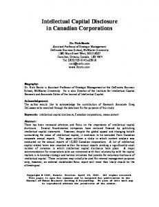 Intellectual Capital Disclosure in Canadian Corporations - CiteSeerX