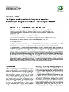 Intelligent Mechanical Fault Diagnosis Based on Multiwavelet ...