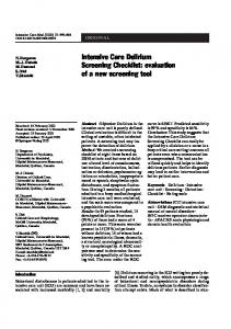 Intensive Care Delirium Screening Checklist: evaluation of a new ...