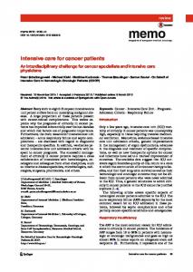 Intensive care for cancer patients | SpringerLink