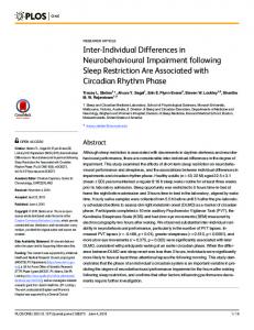 Inter-Individual Differences in Neurobehavioural Impairment ... - PLOS