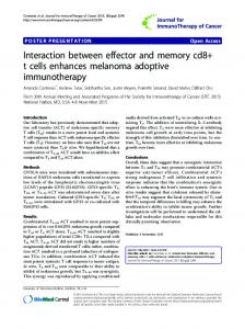 Interaction between effector and memory cd8+ t cells ... - Springer Link