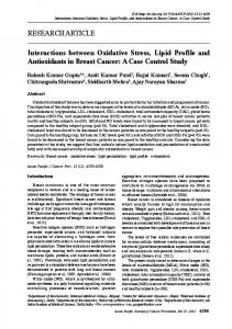 Interactions between Oxidative Stress, Lipid Profile and Antioxidants in ...