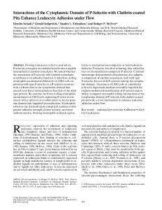 Interactions of the Cytoplasmic Domain of P-Selectin with Clathrin ...