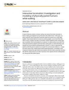 Interactive locomotion: Investigation and modeling of ... - PLOS