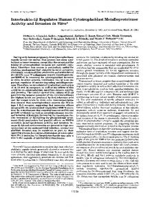 Interleukin-1P Regulates Human Cytotrophoblast Metalloproteinase ...