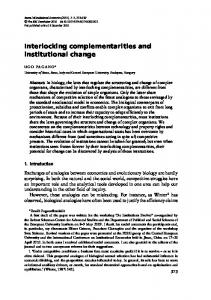 Interlocking complementarities and institutional change