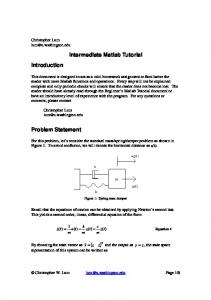 Intermediate Matlab Tutorial Introduction Problem Statement ( )T