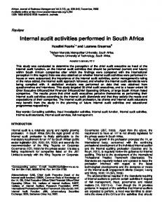 Internal audit activities performed in South Africa - Academic Journals