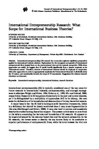 International Entrepreneurship Research: What Scope ... - Springer Link