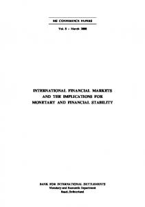 International financial markets and the implications for