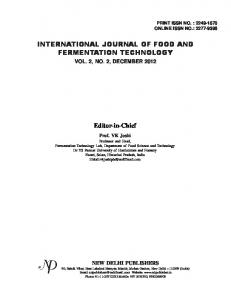 international journal of food and fermentation ...