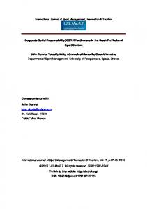 International Journal of Sport Management, Recreation & Tourism ...