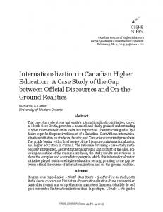 Internationalization in Canadian Higher Education - Western Faculty of ...