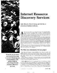 Internet Resource Discovery Services - CiteSeerX