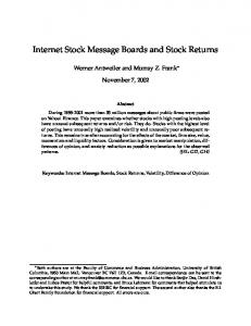 Internet Stock Message Boards and Stock Returns - CiteSeerX