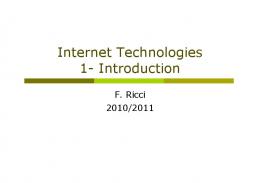 Internet Technologies 1- Introduction