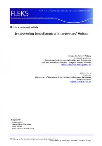 Interpreting Impoliteness: Interpreters' Voices - HiOA