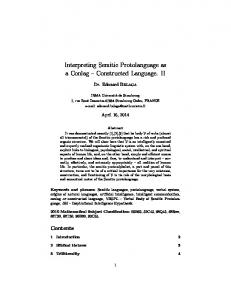 Interpreting Semitic Protolanguage as a Conlag ...