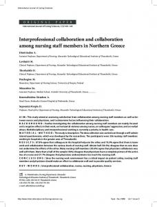 Interprofessional collaboration and collaboration among nursing staff ...