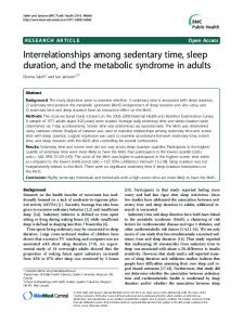 Interrelationships among sedentary time, sleep ... - BioMedSearch