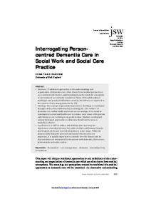 Interrogating Person- centred Dementia Care in ...