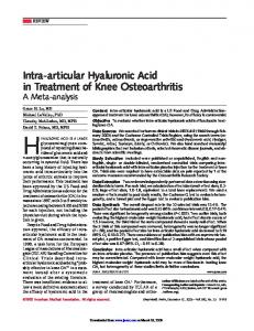 Intra-articular Hyaluronic Acid in Treatment of ... - Semantic Scholar