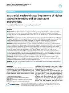 Intracranial arachnoid cysts - Journal of Neurodevelopmental Disorders