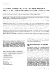 Intracranial Subdural Hematoma Post-Spinal Anesthesia - CyberLeninka