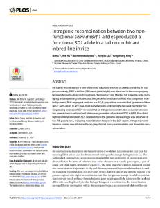 Intragenic recombination between two non