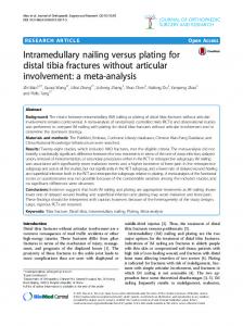 Intramedullary nailing versus plating for distal tibia fractures without ...