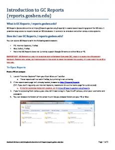 Intro to GC Reports