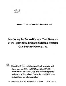 Introducing the GRE Revised General Test 18 point (PDF) - ETS