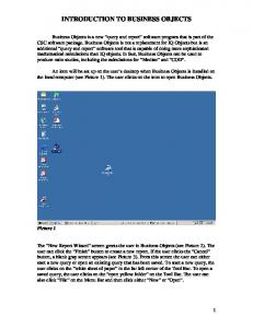 INTRODUCTION TO BUSINESS OBJECTS