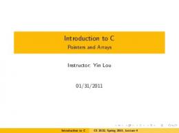 Introduction to C - Pointers and Arrays