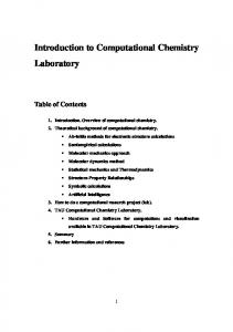 Introduction to Computational Chemistry Laboratory