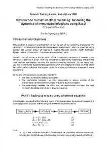 Introduction to mathematical modelling: Modelling the ... - EpiSouth